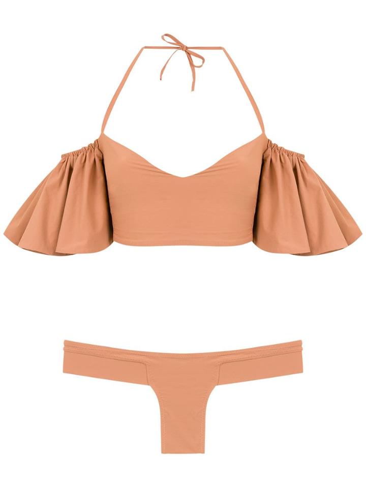 Amir Slama Ruffled Bikini Set - Neutrals