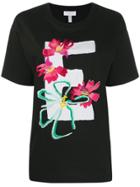 Escada Sport Embroidered Flowers T-shirt - Black