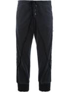 Greg Lauren Side Stripe Cropped Trousers - Black