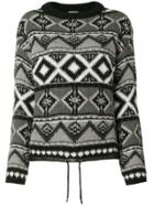 Twin-set Diamond Intarsia Knit Sweater - Grey