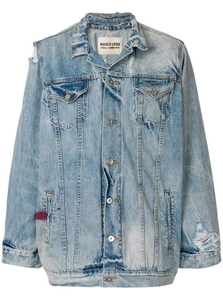 Warren Lotas Distressed Denim Jacket - Blue