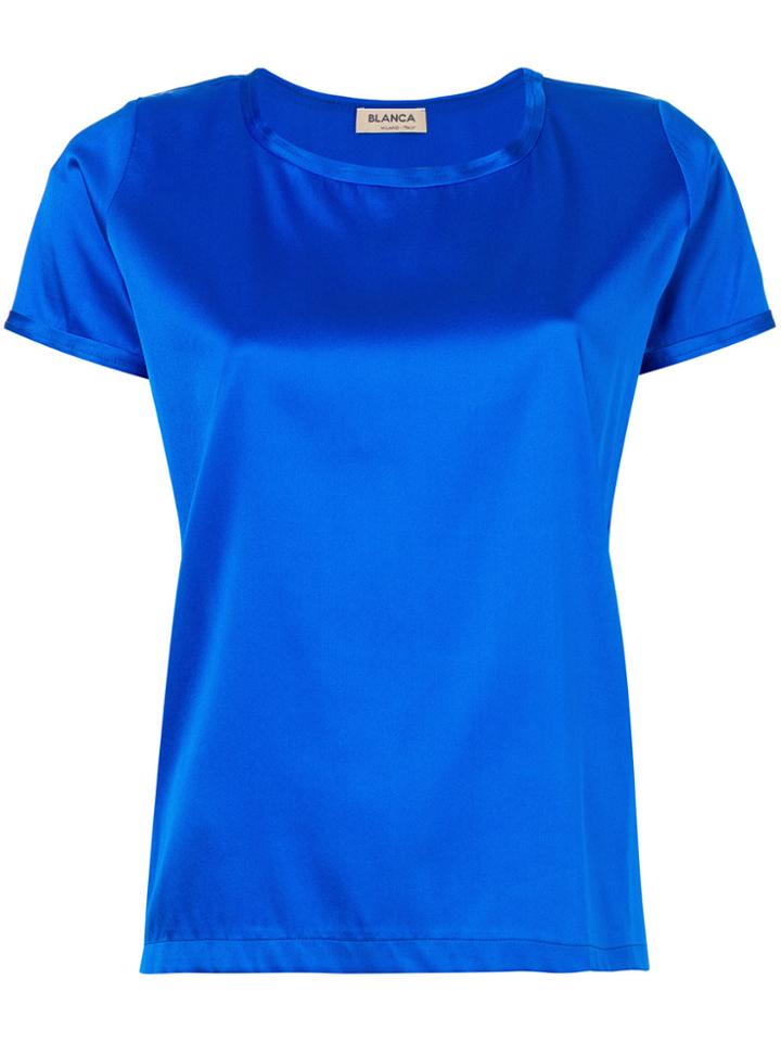 Blanca Metallic Short-sleeve Top - Blue