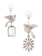 Oscar De La Renta Dove Mixed Stone Earrings - Metallic