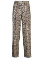 Victoria Beckham Straight-leg Snake-effect Trousers - Brown