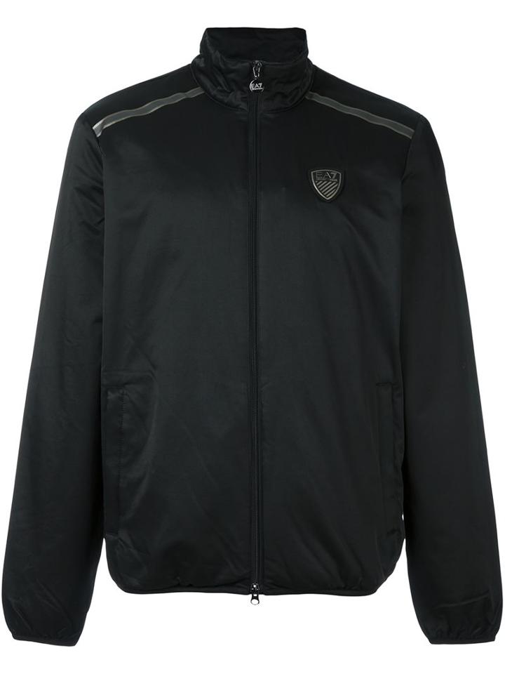 Ea7 Emporio Armani Logo Zip Jacket, Men's, Size: Small, Black, Cotton/polyamide/polyester