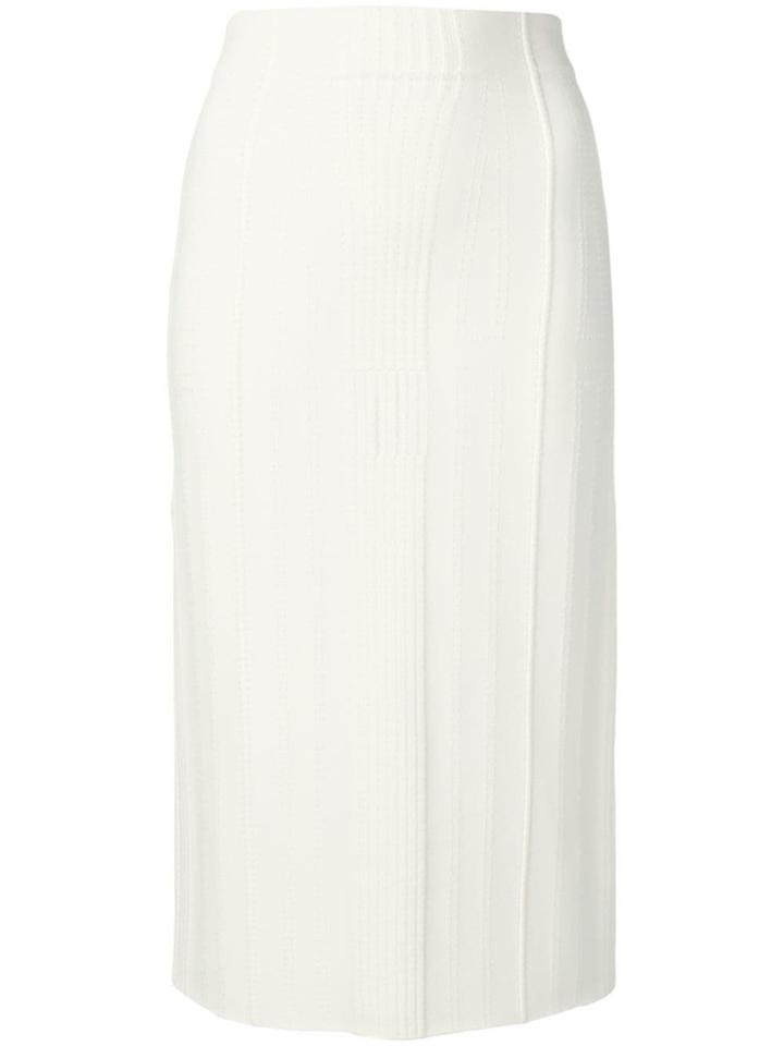 Alexander Mcqueen Topstitching Pencil Skirt - White