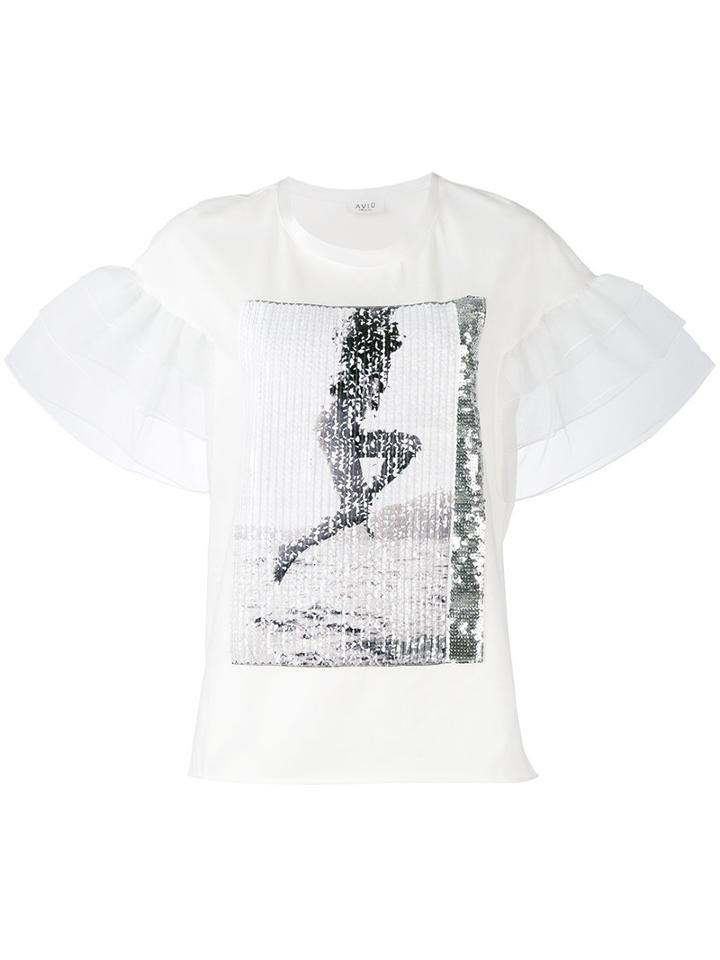 Aviù - Sequin Embellished Blouse - Women - Cotton/polyamide/polyester - 42, Women's, White, Cotton/polyamide/polyester