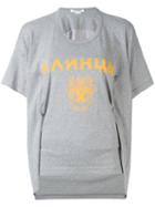 Gathered Printed T-shirt - Women - Cotton/polyester/polyurethane/rayon - M, Grey, Cotton/polyester/polyurethane/rayon, Junya Watanabe Comme Des Garçons
