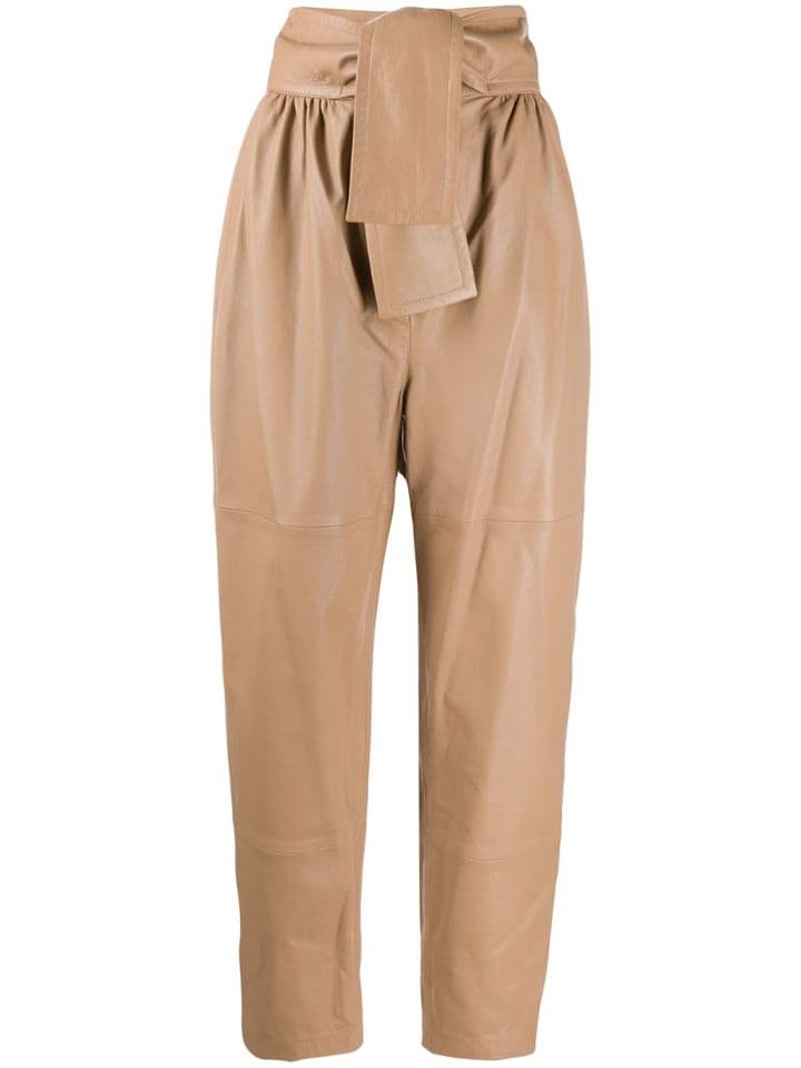 Zimmermann Tapered Leather Trousers - Neutrals