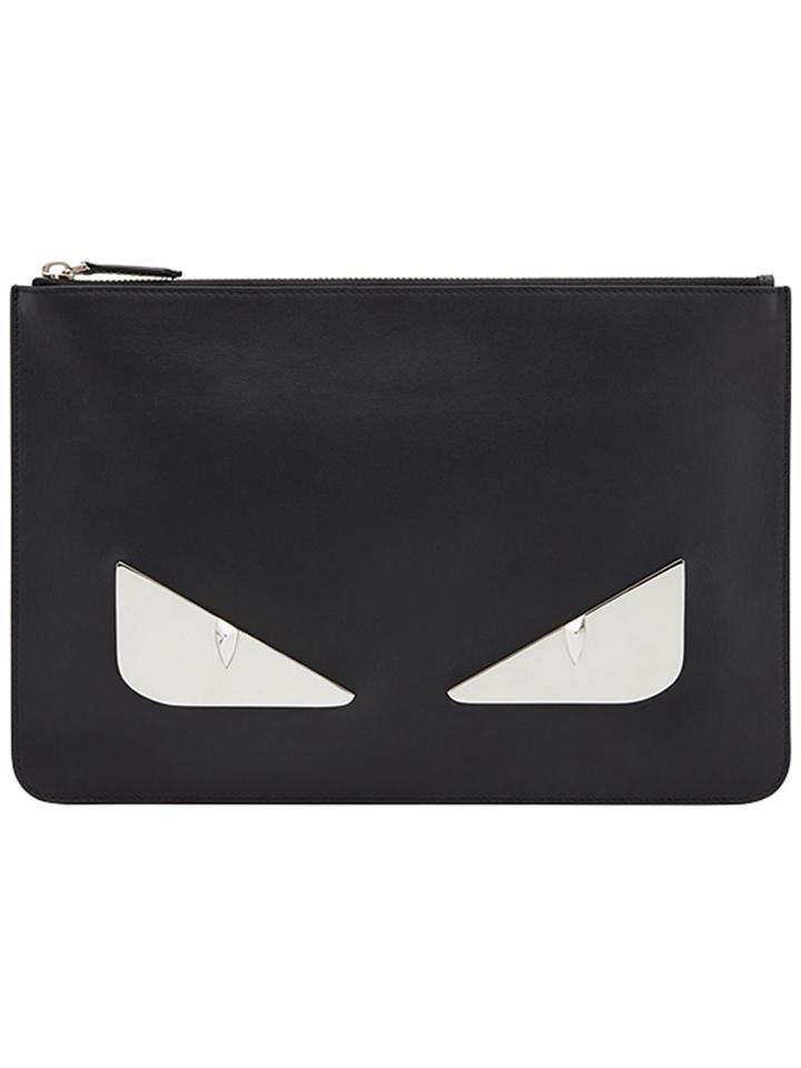 Fendi Eyes Zipped Pouch - Black