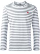 Comme Des Garçons Play Striped T-shirt, Men's, Size: Small, Grey, Cotton