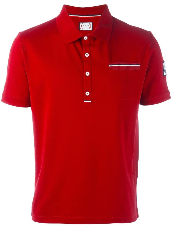 Moncler Gamme Bleu Classic Polo Shirt, Men's, Size: Large, Red, Cotton