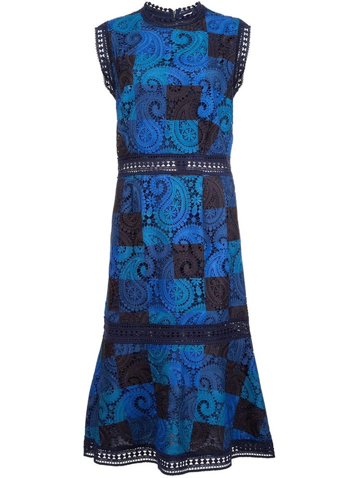 Sea Print Lace Sheath Dress