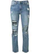 Frame Denim Cropped Distressed Jeans - Blue