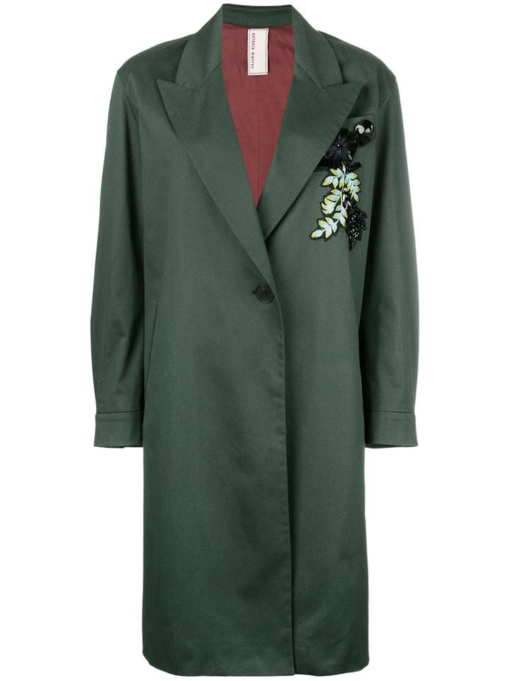 Antonio Marras Single Breasted Coat, Women's, Size: 42, Green, Cotton/spandex/elastane/polyester