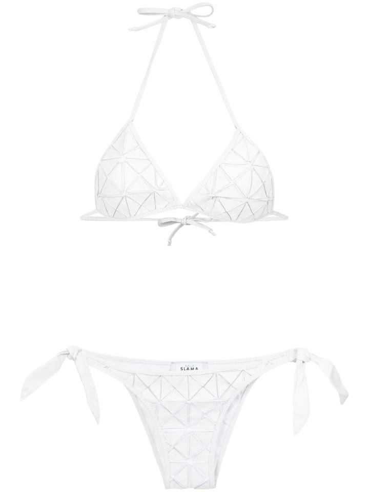 Amir Slama Patchwork Bikini Set - White