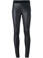 Mcq Alexander Mcqueen Front Panel Leggings, Women's, Size: Small, Black, Polyurethane/polyamide/viscose/spandex/elastane
