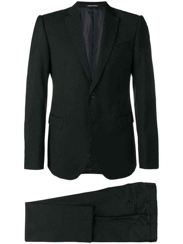 Emporio Armani Tailored Patterned Suit - Black