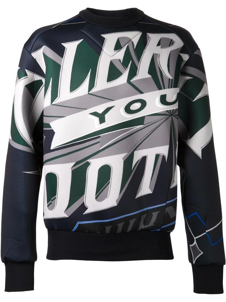 Juun.j Graphic Sweatshirt, Men's, Size: 44, Blue, Polyester/polyurethane