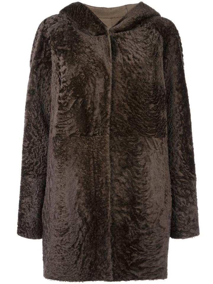 Drome Reversible Shearling Hooded Coat, Women's, Size: Large, Brown, Sheep Skin/shearling