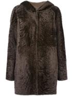 Drome Reversible Shearling Hooded Coat, Women's, Size: Large, Brown, Sheep Skin/shearling