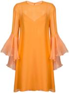 Galvan - Trumpet Sleeve Dress - Women - Silk/triacetate/polyester - 38, Yellow/orange, Silk/triacetate/polyester