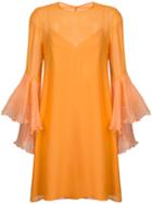 Galvan - Trumpet Sleeve Dress - Women - Silk/triacetate/polyester - 38, Yellow/orange, Silk/triacetate/polyester