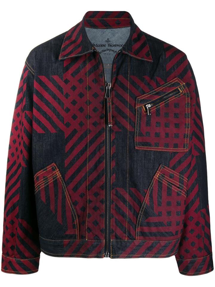 Vivienne Westwood Anglomania Check Print Denim Jacket - Blue