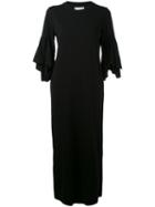 Facetasm - Flared Sleeve Maxi Dress - Women - Cotton - 3, Black, Cotton