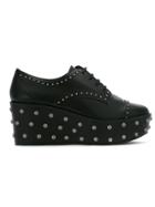 Schutz Studded Platform Lace-up Shoes - Black