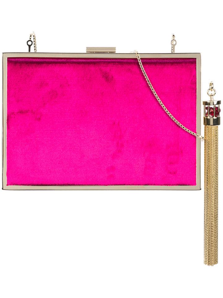 Monique Lhuillier Velvet Minaudière - Pink & Purple