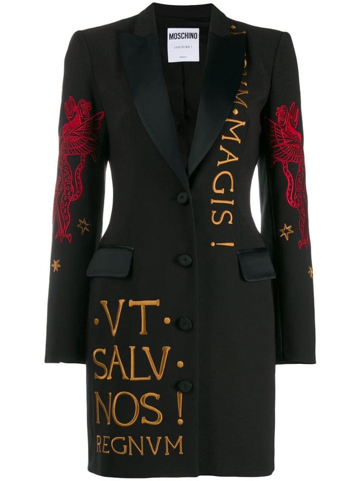 Moschino Dragon Embroidered Blazer Dress - Black