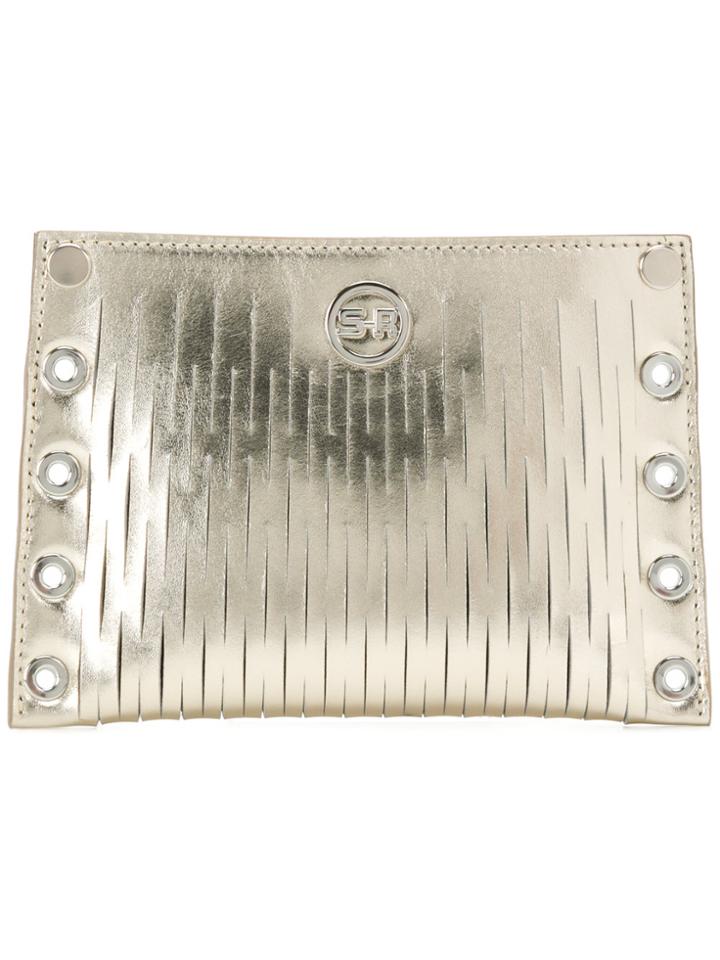 Sonia Rykiel Laser Cut Clutch Bag - Metallic