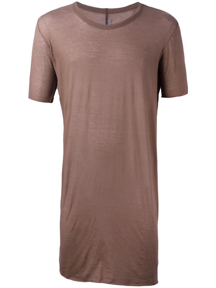 Rick Owens Long Length T-shirt, Men's, Size: Large, Brown, Cotton