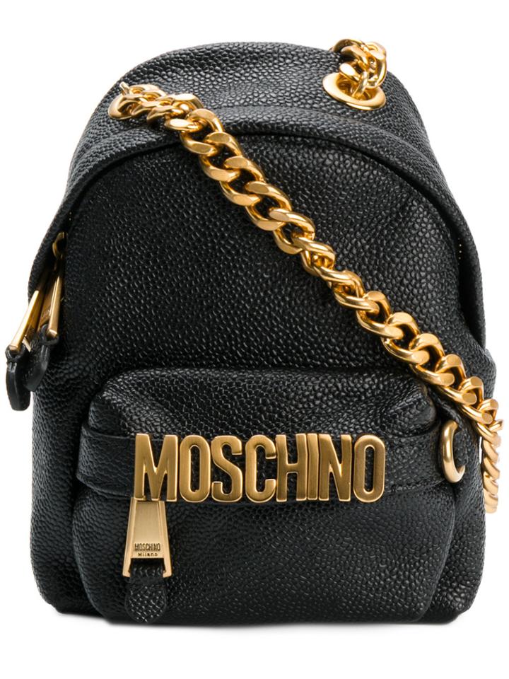 Moschino Shoulder Bag With Logo Plaque - Black