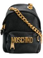 Moschino Shoulder Bag With Logo Plaque - Black