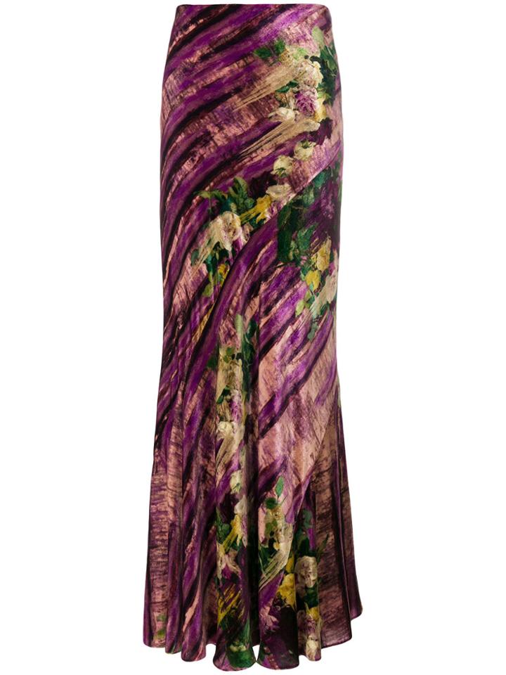 Alberta Ferretti Long Abstract Skirt - Pink & Purple