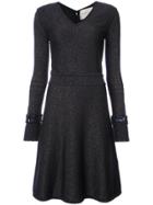 Carolina Herrera Glitter V-neck Knit Dress - Blue