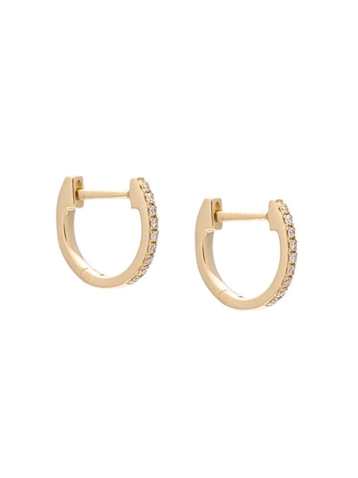 Ef Collection Mini Huggie Diamond Earrings - Metallic
