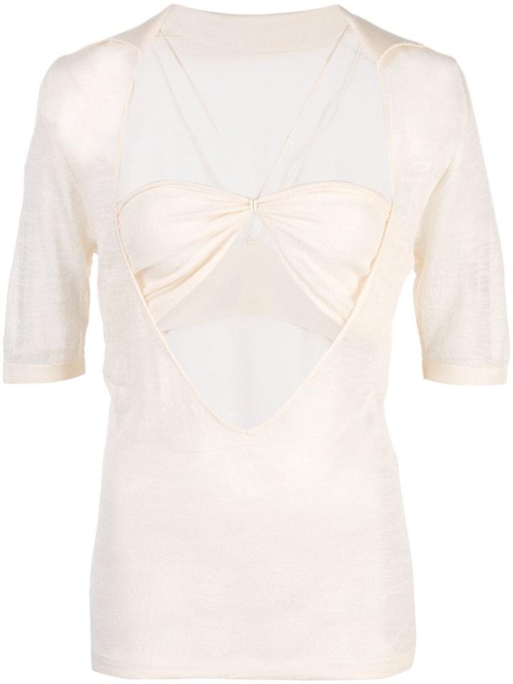 Jacquemus Open Front Knitted Top - Neutrals