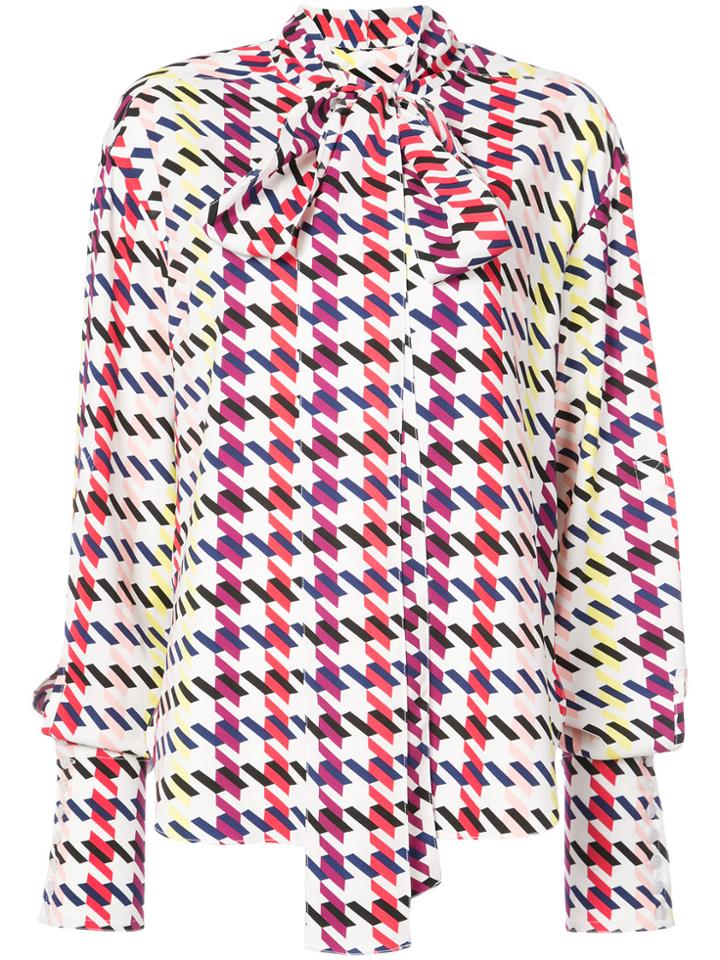 Oscar De La Renta Graphic-print Tie-neck Blouse - Multicolour