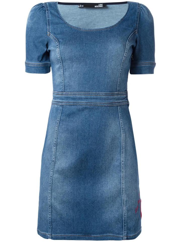 Love Moschino Denim Fitted Dress, Women's, Size: 40, Blue, Cotton/spandex/elastane/polyester