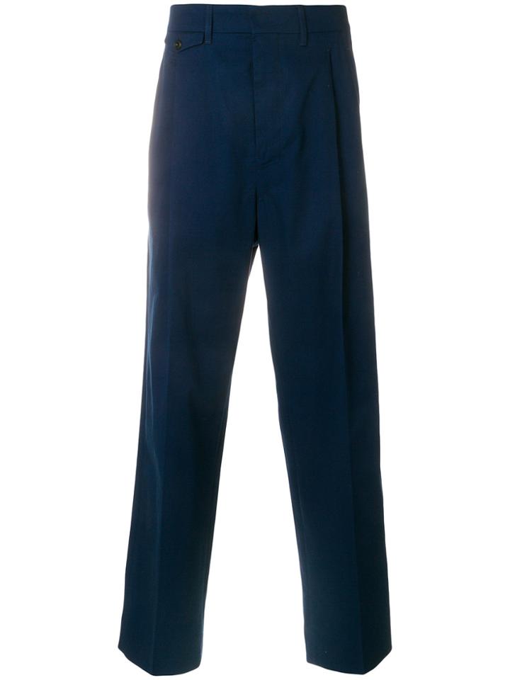 Lemaire Pleat Detail Tailored Trousers - Blue