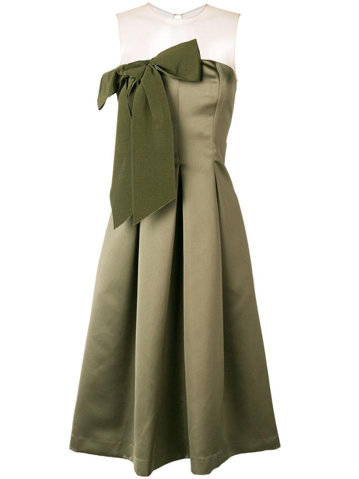P.a.r.o.s.h. Bow Front Midi Dress - Green