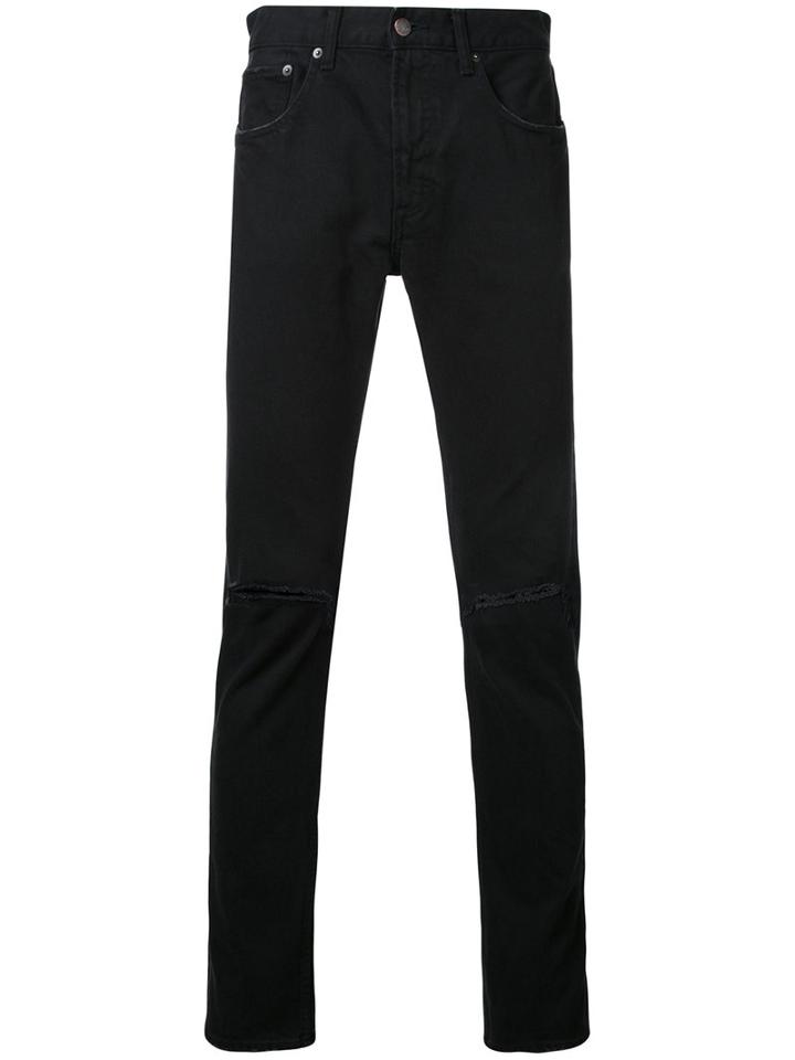 Monkey Time Distressed Skinny Trousers, Men's, Size: Medium, Black, Cotton