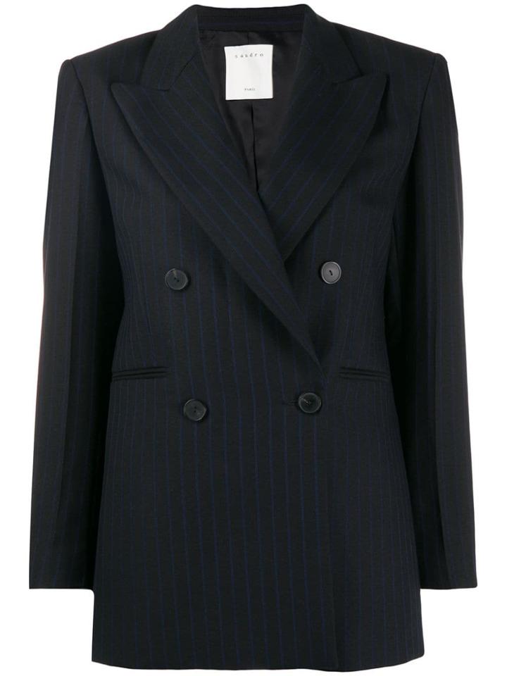 Sandro Paris Pinstriped Blazer - Black