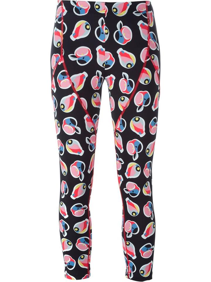 Fendi Apple And Lightbulb Print Leggings, Women's, Size: 42, Black, Polyamide/spandex/elastane