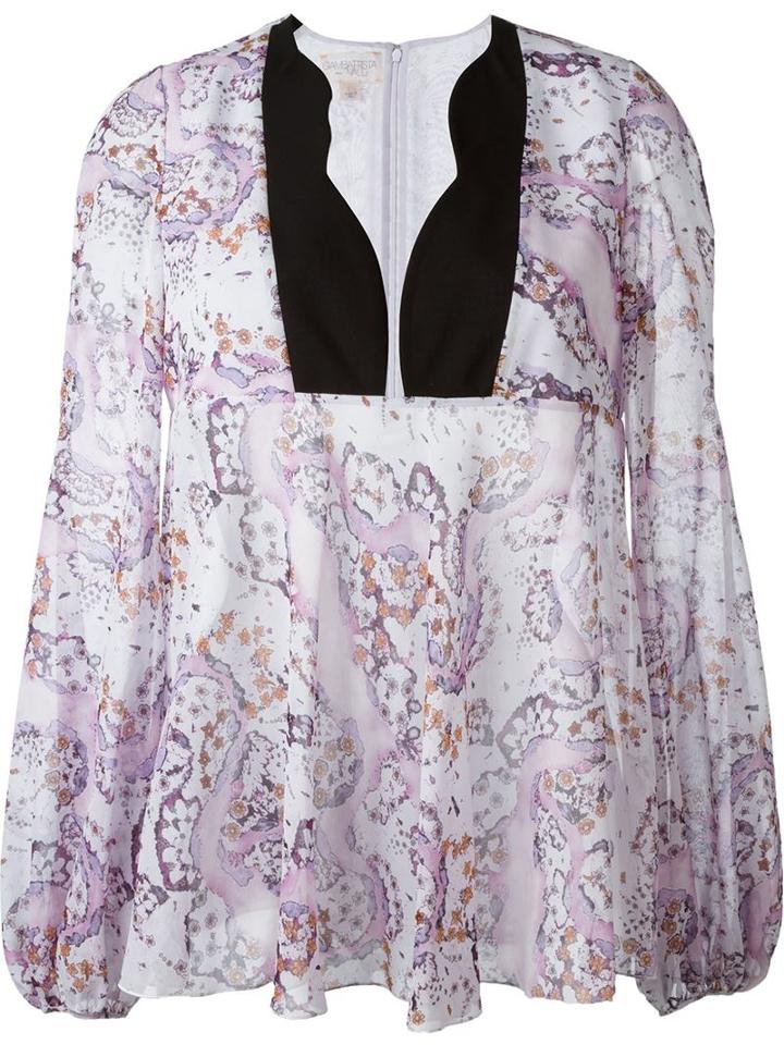 Giambattista Valli Floral Print Blouse, Women's, Size: 42, Pink/purple, Silk