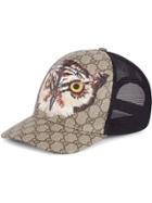 Gucci Owl Print Gg Supreme Baseball Hat - Neutrals