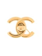 Chanel Pre-owned Cc Turn-lock Brooch - Gold
